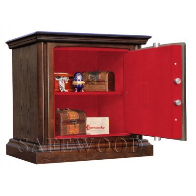Сейф с отделкой деревом Safewood 57EL Flock Chrome